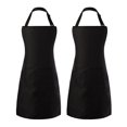 thumbnail image 1 of Tosewever Paquete de 2 delantales ajustables con pechera resistentes a las gotas de agua con 2 bolsillos para cocinar, cocina, restaurante, delantales para mujeres, hombres, chef, barbacoa, dibujo, ma, 1 of 5