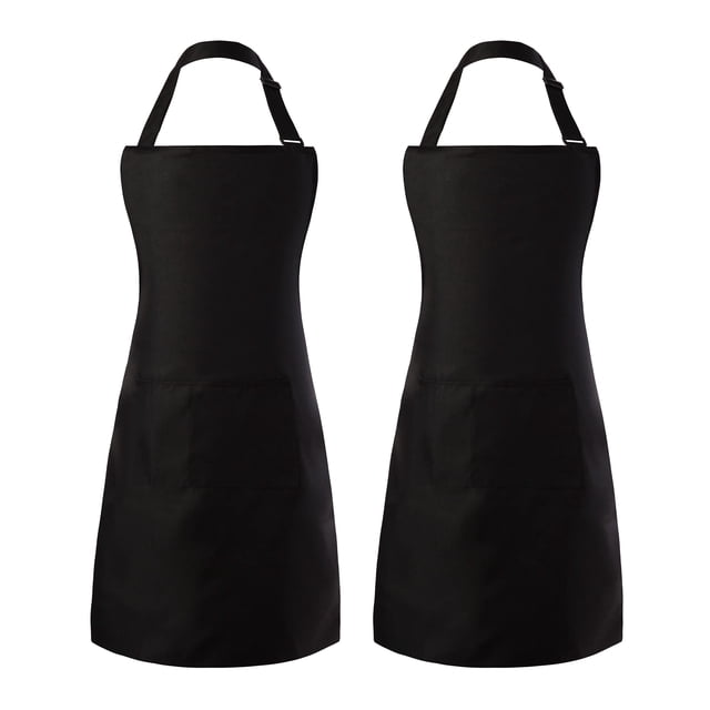 Tosewever Paquete de 2 delantales ajustables con pechera resistentes a las gotas de agua con 2 bolsillos para cocinar, cocina, restaurante, delantales para mujeres, hombres, chef, barbacoa, dibujo, ma