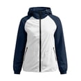 thumbnail image 6 of Women's Lightweight Waterproof Cycling Jacket Color-Block Casual Hooded Zip-Up Long-Sleeve Jacket Water-Repellent Packable Rain coat Hooded Windbreaker for Travel Outdoor, 6 of 9