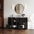 thumbnail image 2 of ARIEL Milan 55 Inch Single Oval Sink Bathroom Vanity with Carrara White Marble Countertop 1.5 Inch in Black, 2 of 7