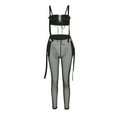 thumbnail image 6 of Gureui Women’s Vest and Trousers Set,Bandage Cropped Camisole and Mesh Yarn Long Pants 2Pcs Clothes Set, 6 of 9