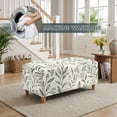 thumbnail image 4 of FOR U DESIGNS Beige Leaf Print Flip-Top Storage Ottoman Cover, Washable Foot Chest Slipcover with Elastic Band, Anti-Slip Soft Stool Protector for Dogs Pets, 4 of 7