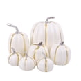 thumbnail image 2 of Artificial Foam Pumpkins, Fall Decor - Harvest Decor Foam Pumpkin 7 PCS Set for Halloween Thanksgiving Fall Decorations, Realistic Faux Pumpkins for Festive Home Decor, White, 2 of 3