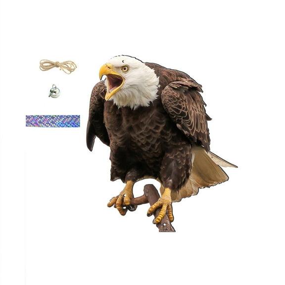 siubich Fake Owl Hanging Owl, Bird Scare Reflective Hanging Decoration for Garden Patio, Effective Bird Control with Reflective Tape to Keep Birds Away for Windows Tree