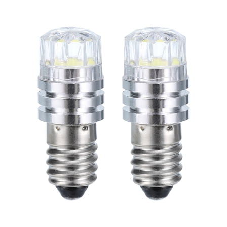 Uxcell 6V/0.08A E10 Mini LED Light Bulbs, 2Pcs Miniature Screw Bulbs White Light