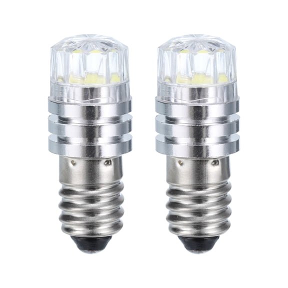 Uxcell 6V/0.08A E10 Mini LED Light Bulbs, 2Pcs Miniature Screw Bulbs White Light