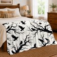 thumbnail image 6 of Large Flying Ravens Between Thick Twisted Branches, Soft Flannel Blanket with Bold ornate dark Silhouettes Print, Housewarming Gift and Home Decor for Bedroom and Living Room, 6 of 7