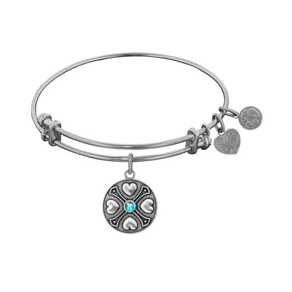 White Finish Brass December Birthstone Angelica Bracelet, 7.25"