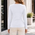 thumbnail image 7 of hotojiny Long Sleeve Shirts for Women Basic Crew Neck Slim Fit Tops Fall Winter Thermal T-Shirts Base Layer Tees(White,X-Large), 7 of 7