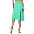 thumbnail image 3 of Prolriy Jupes pour Femmes, Jupe Évasée Basique Extensible Simple et Confortable, Longueur Genou, Vert Menthe P, 3 of 8