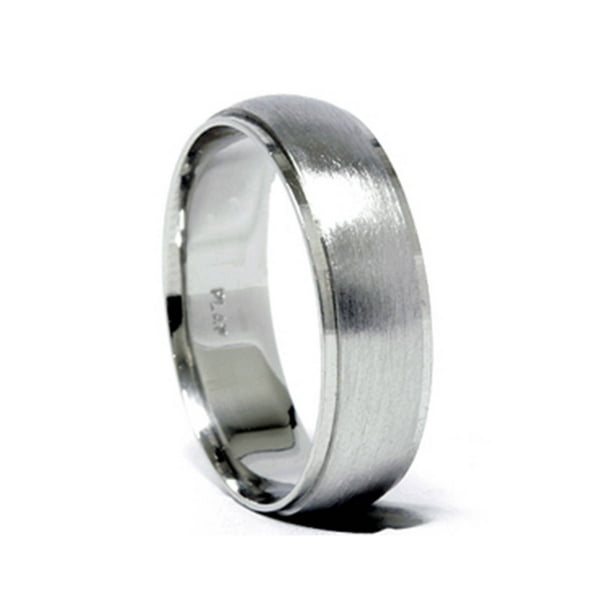 Pompeii3 Mens 950 Platinum 6mm Brushed Wedding Band Ring