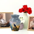 thumbnail image 6 of JAGASY Crow Memorial Urn for Ashes Adult Male, Grey Small Urns for Human Ashes Keepsake, Mountain Valley Decorative Urns for Couple, Grassy Cliff Cremation Urn for Husband & Wife, (3 Inch), 6 of 7