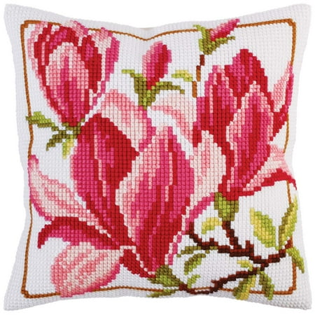 Shell Needlepoint Pillow - Collection D'Art Magnolia Flowers Pillow Cover Needlepoint Kit