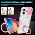 thumbnail image 5 of Phone Case for iPhone 16 with Sliding Camera Cover, Hand Grip Anti Slip Design Kickstand Ring Holder Hybrid Magnetic Wireless Charging Phone Cover for Apple iPhone 16 - White+Pink, 5 of 10