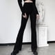 thumbnail image 1 of Pantalones acampanados de cintura alta con efecto adelgazante, estilo retro oscuro, estilo casual, para mujer, pantalones de pierna ancha para niña, 1 of 5