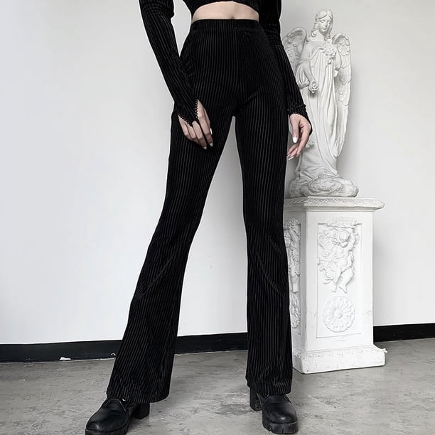 Pantalones acampanados de cintura alta con efecto adelgazante, estilo retro oscuro, estilo casual, para mujer, pantalones de pierna ancha para niña