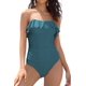 thumbnail image 1 of Bandeau - Traje de baño de una pieza con volantes y control de abdomen para mujer, Verde Oscuro, S Xishao ropa, 1 of 2