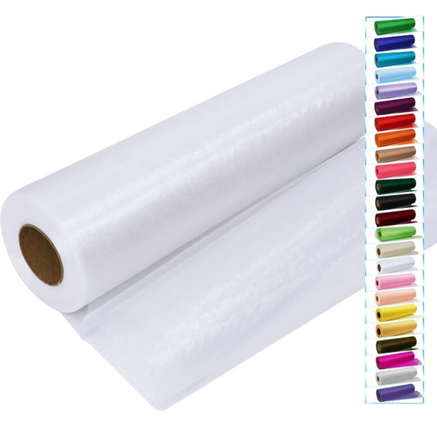 Rollo de organza de cristal Iontach de tela, 30 cm x 46 m, color blanco
