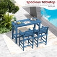 thumbnail image 6 of SERWALL All Weather HDPE Outdoor Patio Bar Set, Adirondack Chairs Set of 2 and Bar Height Table, Navy, 6 of 7