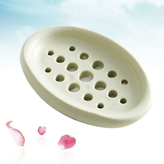 HONITANO Bathroom Counter Top Oval Soap Dish With Drainage 1Set