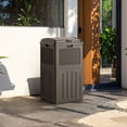 thumbnail image 4 of 33 Gallon Outdoor Trash Can, Hideaway Garbage Bins with Tiered Lid, Waterproof Resin Outside Waste Bins for Patio, Outside Pool, Backyard and Deck(1, Deep Brown), 4 of 7