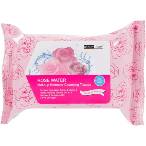 Beauty Treats Makeup Remover Cleansing Tissues - Rose Water