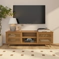 thumbnail image 2 of Plank+Beam Mid Century Modern Solid Wood TV Stand with 2 Doors, Pecan, 2 of 13