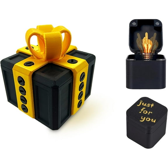 Annoying Gift Box,The Annoying Present,3D Printed Viral Screw Box with Sliding Lid for Money, Cards & Gags,Hilarious Christmas or Birthday Prank Present (Black Gold)