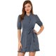 thumbnail image 1 of Vestido camisero Allegra K Cuello Volantes Botones En Cintura Azul Grisáceo T M, 1 of 6
