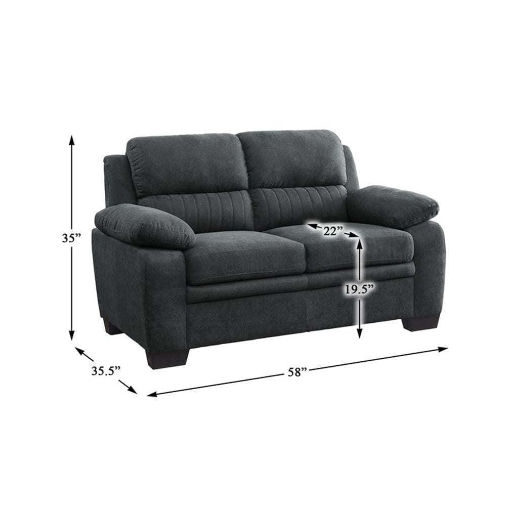 Lexicon Modern Tufted Loveseat with Exposed Legs, Dark Gray