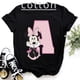 thumbnail image 2 of Camiseta de algodón para niños de Disney Minnie Mouse, divertida camiseta con estampado de 26 letras mayúsculas de la A a la Z, camisetas góticas para niñas, camisetas kawaii de verano, 2 of 5