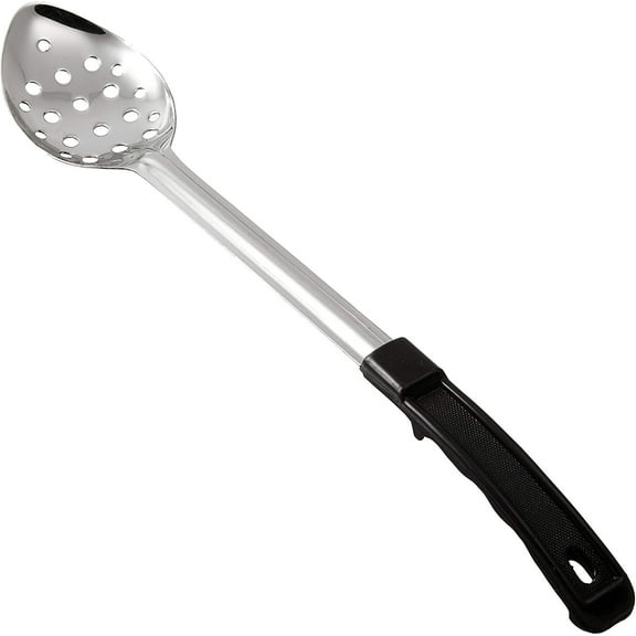 Winco BHPP-15 Basting Spoon with Stop-Hook Polypropylene Handle - Perforated, 15 in. - Stainless Steel