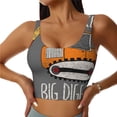 thumbnail image 2 of Haiem I Like Big Digger Pattern Womens Sports Bra - U Neck Padded Low Impact Yoga Bra Workout Crop Top Gym Moisture-Wicking Workout Vest -XX-Large, 2 of 9