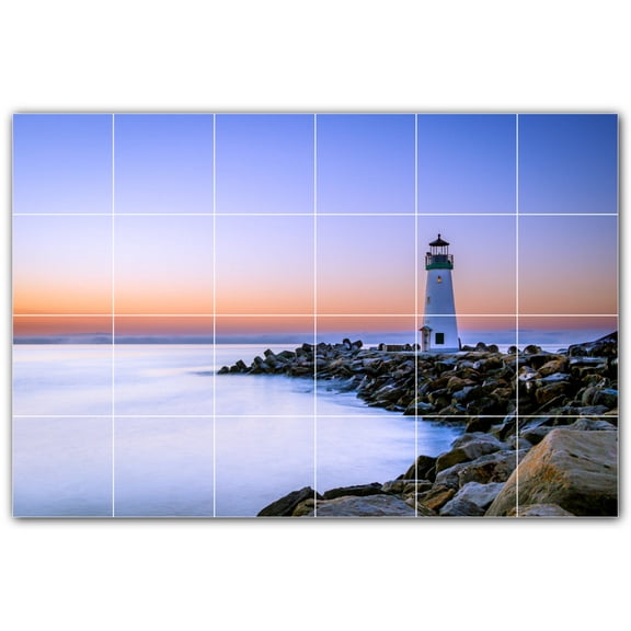 Picture-Tiles.com: Lighthouse Ceramic Tile Wall Mural WAL500834-64L. 48"W x 32"H using (24) 8" x 8" Ceramic Tiles-Satin Finish