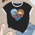 thumbnail image 5 of Tees Tops For Women T-Shirts Color Block Graphic Short Sleeve Beach Summer Layer Clothes Black M, 5 of 5