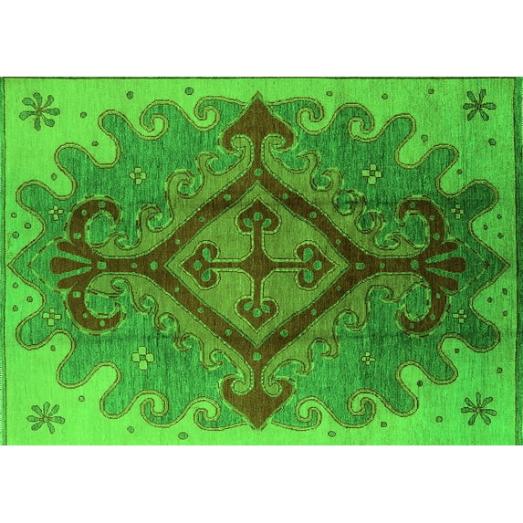 Ahgly Company Indoor Rectangle Oriental Green Industrial Area Rugs, 5' x 7'