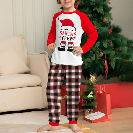 

Parent-Child Set Round Neck Long Sleeve Plaid Home Wear Set Family Set