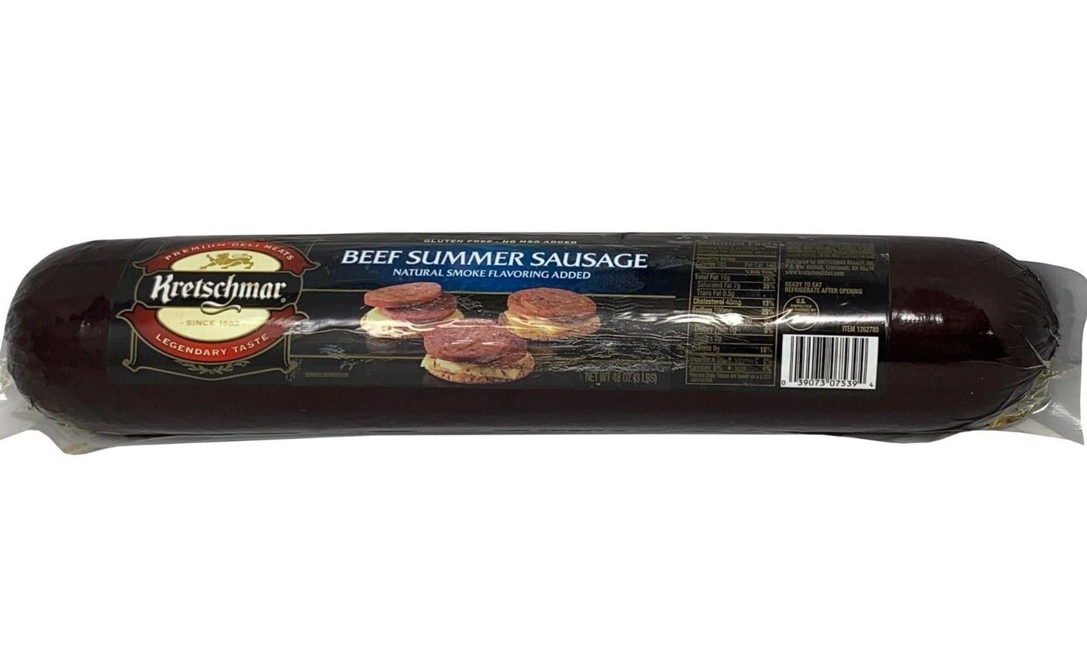 Kretschmar Beef Summer Sausage with Natural Smoke Flavoring 3 LB