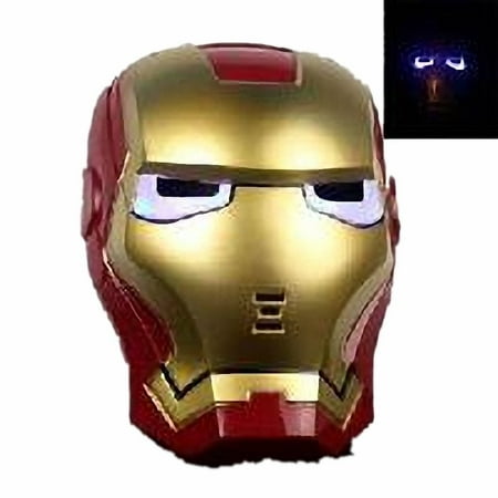 P&o Cool Cosplay Glowing Iron Man Mask Blue LED Eyes Halloween Fancy Dress Costume, Great gift for your children By OPP