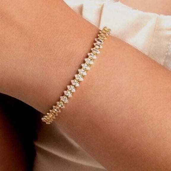 8Ct Marquise Cut Lab Created Diamond Women's Tennis Bracelet 14K Yellow Gold Plated