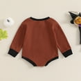 thumbnail image 4 of Gubotare Halloween Baby Clothes Baby Girl Halloween Outfit Pumpkin Bubble Bodysuit Peter Pan Collar Ruffle Long Sleeve Bodysuit Clothes 0 3 6 9 12 18 24 Months (Brown,3-6 Months), 4 of 9