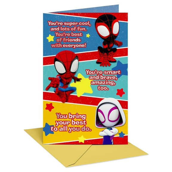 American Greetings Marvel Spidey and Friends Birthday Card for Kids (Super Cool)