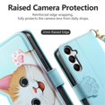 thumbnail image 5 of For Samsung Galaxy A17 5G Case Cat Pattern Buckle Zipper Wallet  5-card  Flip Wallet Leather With Card Holder Magnetic Closure Phone Cases Cover With Shoulder Strap and Wrist Strap,Blue, 5 of 11