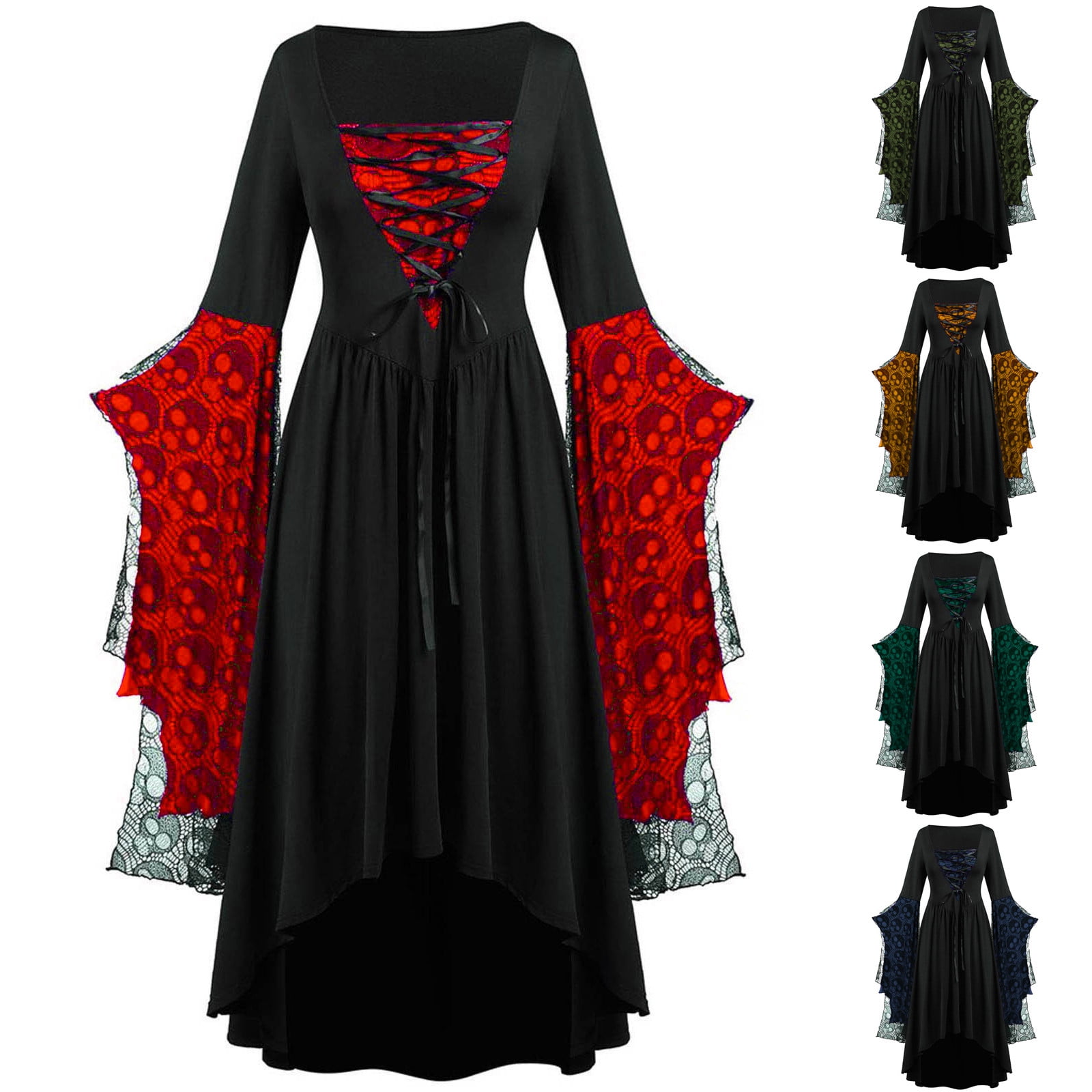 ILOVEFANCYDRESS Tudor Prinzessin Kostüm Für Mädchen – Langes Grünes Velourskleid Mit Golddetails (Gr. Groß)