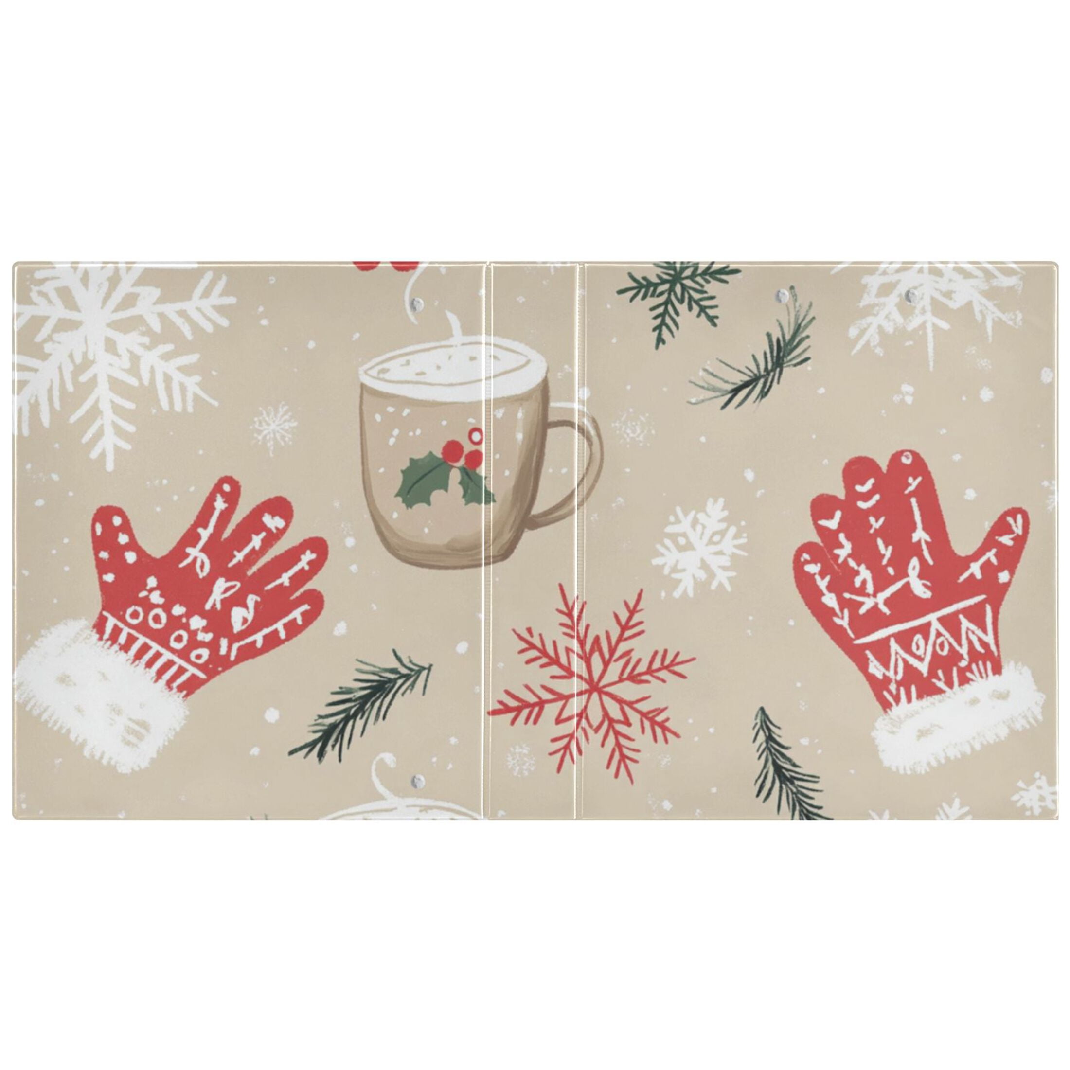 Christmas Snow Cup 3 Ring Binders 1.5 inch Hardcover File Folders with Interior Pockets A4 Size Organizer for School Office Hospital Set of 2