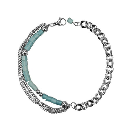 New Chinese Style Jade Safety Clasp Bracelets Retro Punk Titanium Steel Layered Bracelets for Men Women, YQZIYOU