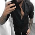 thumbnail image 2 of Fesfesfes Long Sleeve Shirt for Men Casual Solid Cotton Linen Stand Collar Button Long Sleeve Shirt, 2 of 8