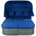 thumbnail image 3 of Glavbiku 6Pcs Outdoor Patio Sofa Set,Daybed Sunbed with Retractable Canopy,Wicker Furniture,Blue, 3 of 14