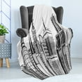 thumbnail image 4 of Cityscape Soft Flannel Fleece Blanket, Urban Arhitecture Sketch Skyscraper Metropolis Grunge Handdrawn Modern Scenery, Cozy Plush for Indoor and Outdoor Use, 50" x 70", Black White, by Ambesonne, 4 of 5