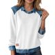 thumbnail image 1 of Camisas de manga larga for mujer, cuello de mezclilla, costura de retales, sudadera, Tops casuales, jersey, 1 of 6